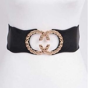 Elegant Black and Gold Women's Stretch Belt